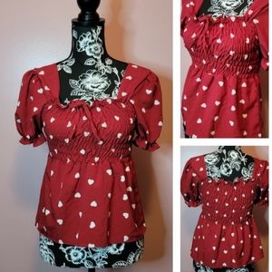 Smocked Hearts Top Red Fits XSP to SP NWOT